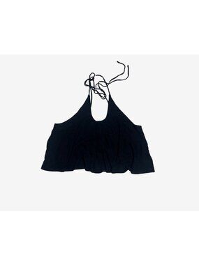 Free People Black Halter Top XS Adjustable Straps Flowy Lightweight Design